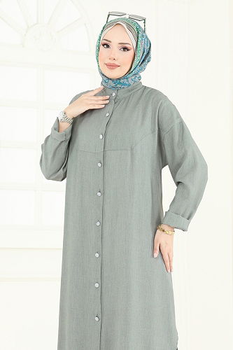 moda selvim بلوز أخضر عشبي 324HBS856 - Thumbnail