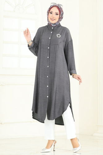 moda selvim Tunic 324HBS856 Black - Thumbnail