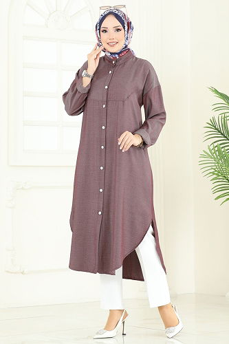 moda selvim Tunic 324HBS856 Burgundy - Thumbnail