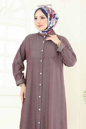moda selvim Tunic 324HBS856 Burgundy - Thumbnail
