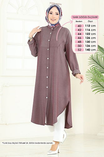 moda selvim Tunic 324HBS856 Burgundy - Thumbnail