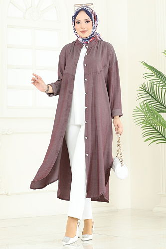 moda selvim بلوز خمري 324HBS856 - Thumbnail