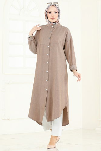 moda selvim بلوز بيج غامق 324HBS856 - Thumbnail