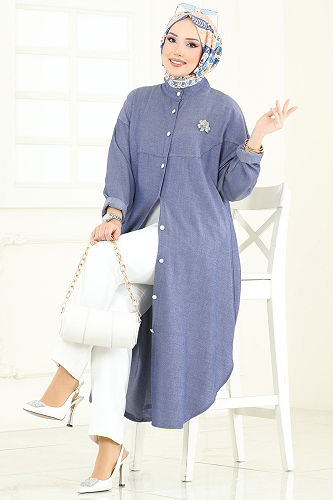 moda selvim Tunic 324HBS856 Denim - Thumbnail