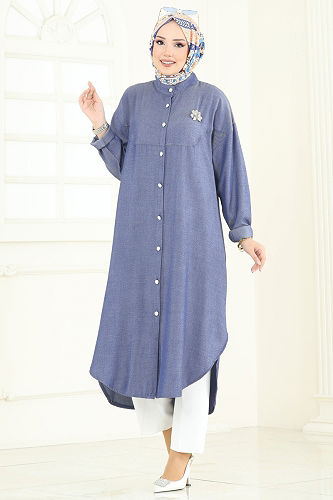 moda selvim Tunic 324HBS856 Denim - Thumbnail