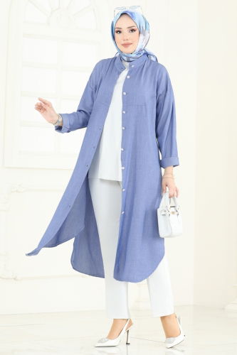 moda selvim Tunic 324HBS856 Light Denim - Thumbnail