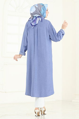 moda selvim بلوز جينز فاتح 324HBS856 - Thumbnail