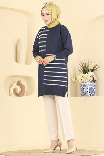 moda selvim Tunic 3281NVX1208 Navy Blue - Thumbnail