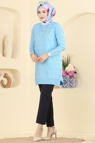 moda selvim Tunic 3288NVX1208 Baby Blue - Thumbnail