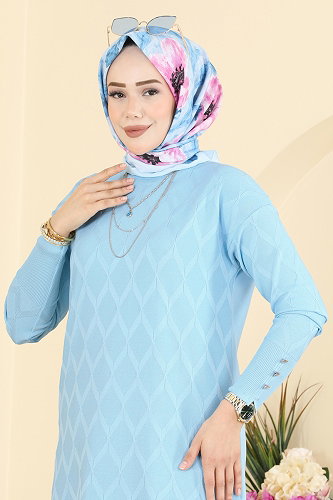 moda selvim بلوز أزرق فاتح 3288NVX1208 - Thumbnail