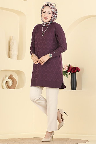 moda selvim Tunic 3288NVX1208 Damson - Thumbnail