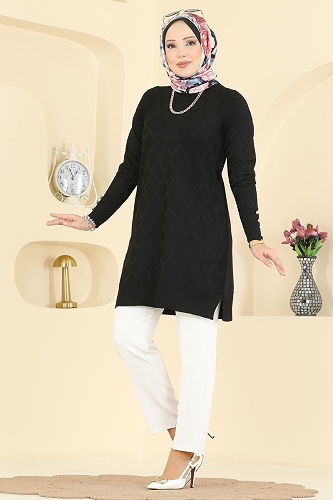 moda selvim Tunic 3288UZ662 Black - Thumbnail
