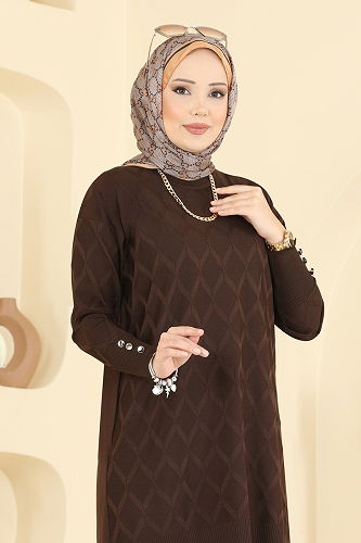 moda selvim Tunic 3288UZ662 Brown - Thumbnail