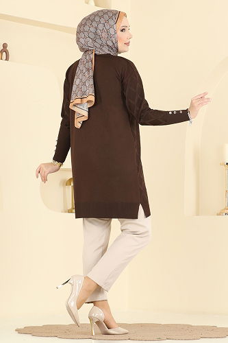 moda selvim Tunic 3288UZ662 Brown - Thumbnail