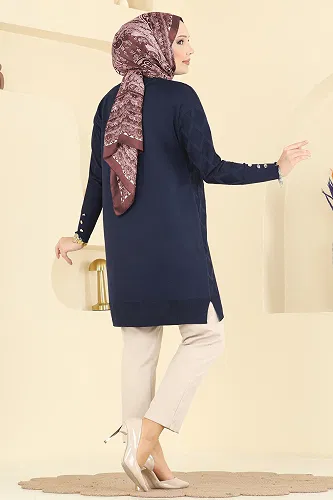 moda selvim Tunic 3288UZ662 Dark Navy Blue - Thumbnail