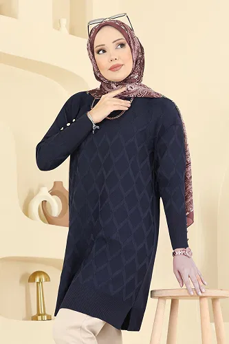 moda selvim Tunic 3288UZ662 Dark Navy Blue - Thumbnail