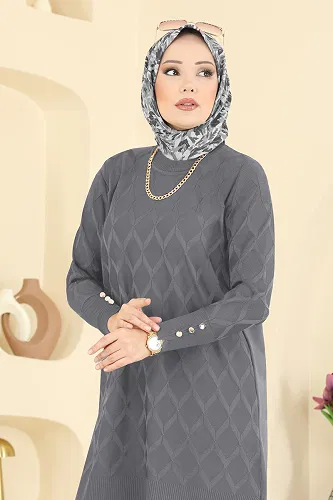 moda selvim Tunic 3288UZ662 Gray - Thumbnail