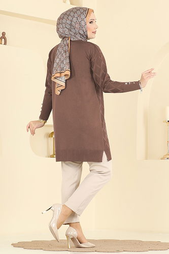 moda selvim Tunic 3288UZ662 Light Brown - Thumbnail