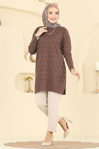 moda selvim بلوز بني فاتح 3288UZ662 - Thumbnail