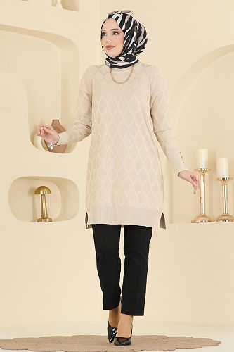 moda selvim Tunic 3288UZ662 Stone - Thumbnail
