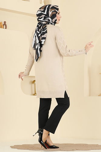 moda selvim Tunic 3288UZ662 Stone - Thumbnail