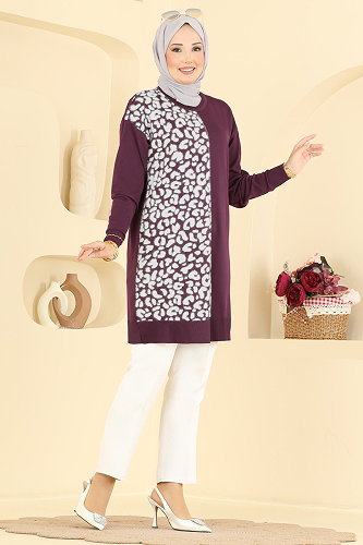 moda selvim Tunic 3291NVX1208 Damson - Thumbnail