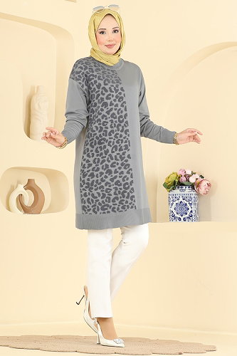 moda selvim Tunic 3291NVX1208 Gray - Thumbnail