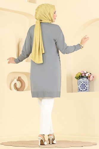 moda selvim Tunic 3291NVX1208 Gray - Thumbnail