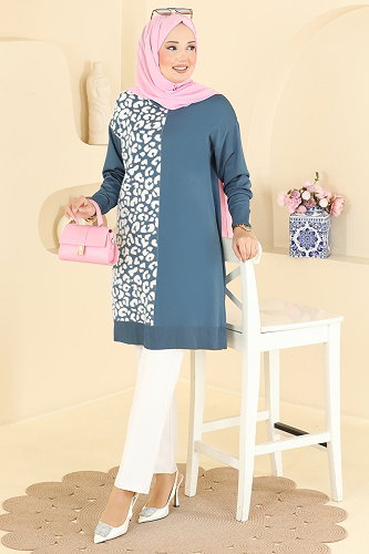 moda selvim بلوز ازرق 3291NVX1208 - Thumbnail