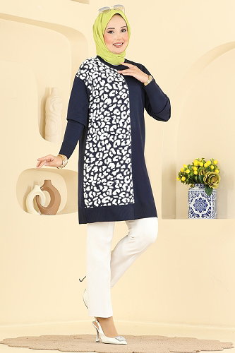moda selvim Tunic 3291NVX1208 Navy Blue - Thumbnail