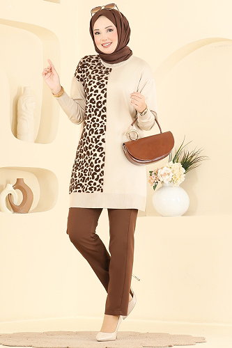 moda selvim Tunic 3291NVX1208 Stone - Thumbnail