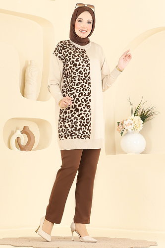 moda selvim Tunic 3291NVX1208 Stone - Thumbnail