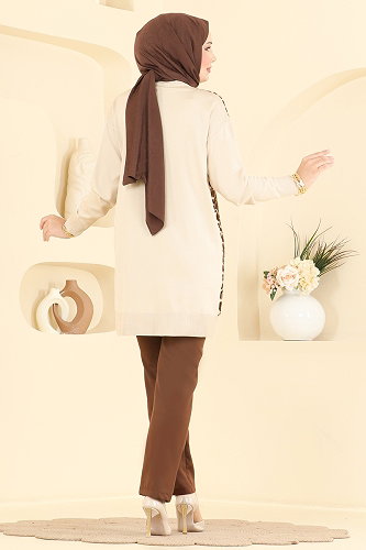 moda selvim Tunic 3291NVX1208 Stone - Thumbnail