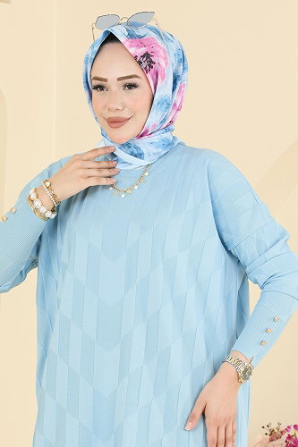 moda selvim Tunic 3293NVX1208 Baby Blue - Thumbnail