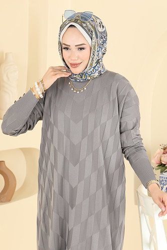 moda selvim Tunic 3293NVX1208 Gray - Thumbnail