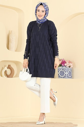 moda selvim بلوز كحلي 3293NVX1208 - Thumbnail