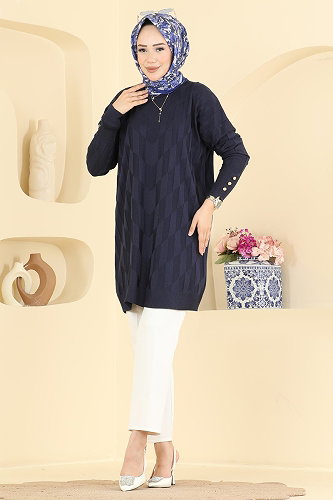 moda selvim بلوز كحلي 3293NVX1208 - Thumbnail