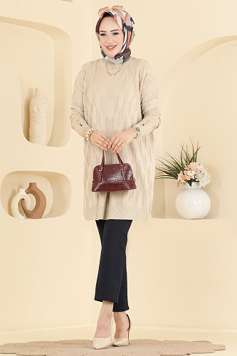 moda selvim Tunic 3293NVX1208 Stone - Thumbnail