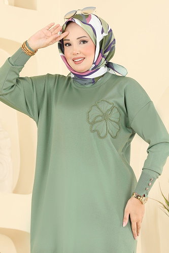 moda selvim بلوز أخضر عشبي 3303NVX1208 - Thumbnail