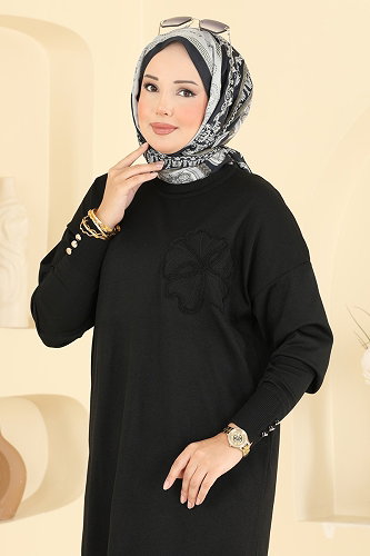 moda selvim Tunic 3303NVX1208 Black - Thumbnail