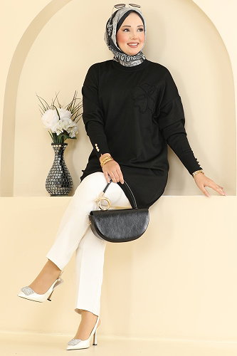 moda selvim بلوز أسود 3303NVX1208 - Thumbnail