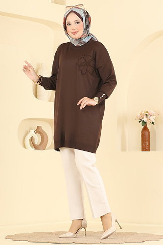 moda selvim Tunic 3303NVX1208 Brown - Thumbnail