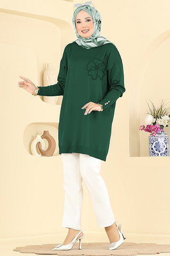 moda selvim Tunic 3303NVX1208 Emerald - Thumbnail