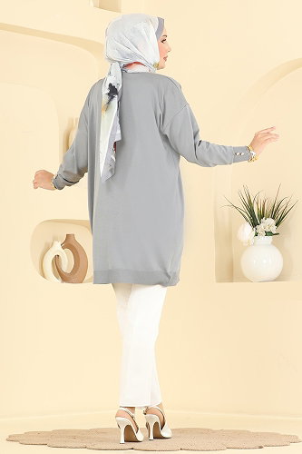 moda selvim Tunic 3303NVX1208 Gray - Thumbnail