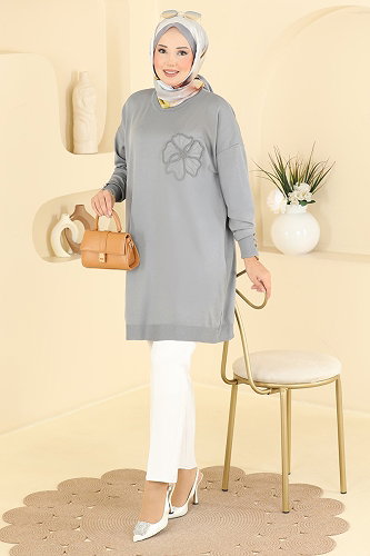 moda selvim بلوز رمادي 3303NVX1208 - Thumbnail