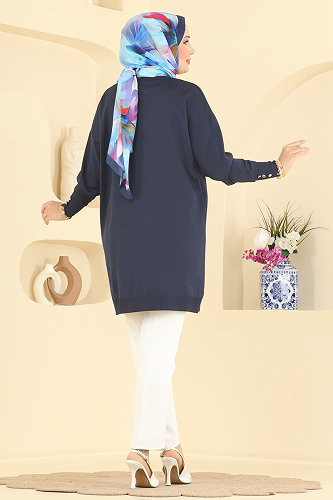 moda selvim بلوز كحلي 3303NVX1208 - Thumbnail