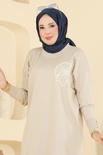 moda selvim Tunic 3303NVX1208 Stone - Thumbnail