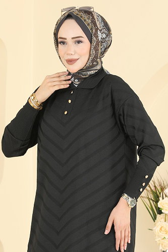 moda selvim Tunic 3304NVX1208 Black - Thumbnail