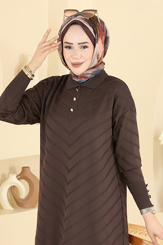 moda selvim بلوز بني 3304NVX1208 - Thumbnail