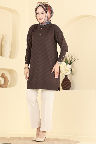 moda selvim بلوز بني 3304NVX1208 - Thumbnail